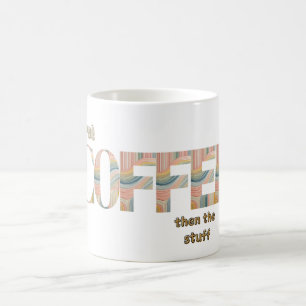 Eerste Coffee Slogan Typografie Kleurrijk Koffiemok