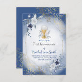 Eerste Communie Blauwe waterverf Kaart (Voorkant / Achterkant)