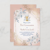 Eerste Communie bleke Bloemen Uitnodiging (Voorkant / Achterkant)