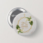 Eerste Communie Bloemstuk Gouden Marmeren Calla-le Ronde Button 5,7 Cm (Voorkant /achterkant)