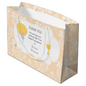 Eerste Communie Blonde Jongen Peach Damask Groot Cadeauzakje (Achterkant Gekanteld)