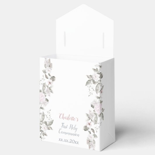 Eerste Communie bord Bloemen Favor Box Bedankdoosjes (Geopend)