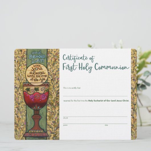 Eerste communie certificaat, aangepaste invulling kaart (Staand voorkant)