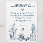 Eerste Communie Certificaat voor jongens Briefhoofd (Voorkant / Achterkant)