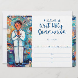 Eerste communie certificaat voor katholieke jongen kaart