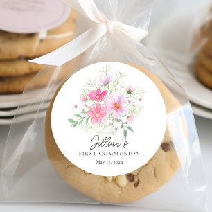 Eerste Communie Delicate Petals Ronde Sticker