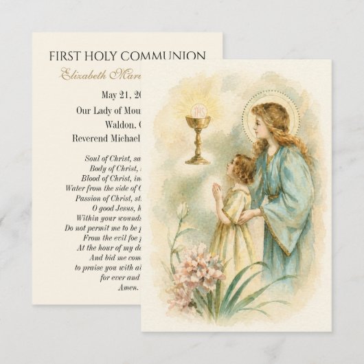 Eerste Communie Engel Eucharistie Herinnering Aankondiging (Voorkant / Achterkant)