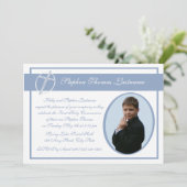 Eerste Communie Foto Blauw Kaart (Staand voorkant)