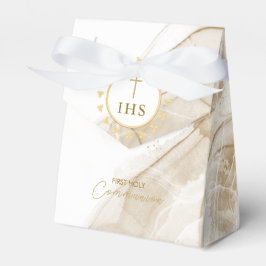 Eerste Communie Goud met IHS belettering Uitnodigi Bedankdoosjes