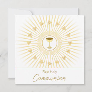 Eerste communie goud met kruis, uitnodiging