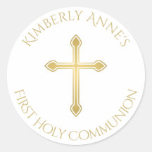 Eerste Communie Gouden Kruis Monogram Naam