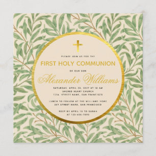 Eerste Communie Groen Genderneutraal Faux Gold Kaart