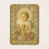 Eerste Communie Jezus Rozen Vintage Visitekaartje (Voorkant)