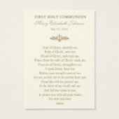 Eerste Communie Jezus Rozen  Visitekaartje (Achterkant)