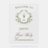 Eerste Communie kelk crest groen Acryl Bord (Voorkant)