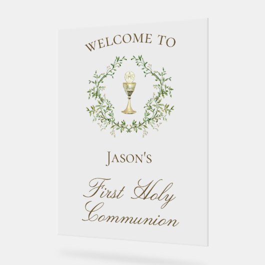Eerste Communie kelk crest groen Acryl Bord (Hoek)