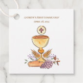 Eerste communie kelk, druiven, tarwe bedankjes labels (Voorkant)