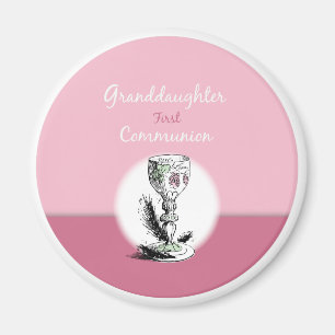 Eerste Communie kleindochter roze, kelk Magneet