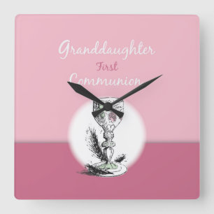 Eerste Communie kleindochter roze, kelk Vierkante Klok