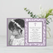 Eerste Communie Paarse Bloemen met Foto Kaart (Staand voorkant)