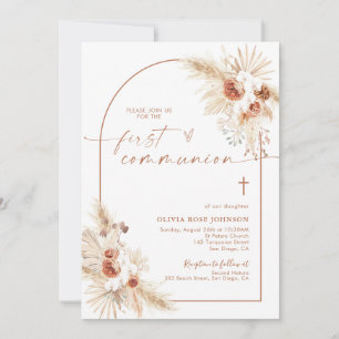 Eerste Communie, Pampas Grass Boho Christening Kaart