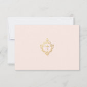 Eerste Communie Roze Goud Elegant Meisje Fotokam Bedankkaart (Achterkant)