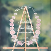 Eerste Communie roze pioenen welkom Acryl Bord (Neutraal)
