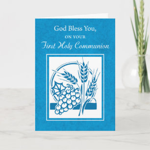 Eerste Communie, Tarwe, Druiven Blauw Kaart