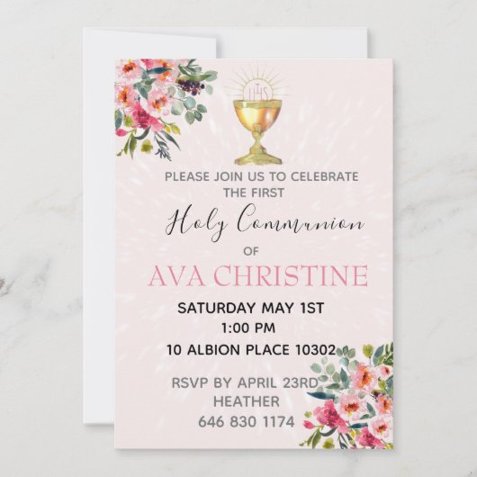 Eerste communie uitnodigen kaart (Voorkant)