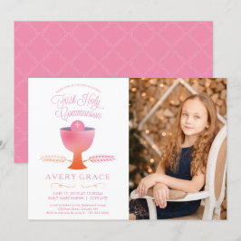 Eerste Communie Uitnodiging - Meisje Foto Uitnodig