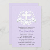 Eerste communieblad Laurel Cross Lila Kaart (Voorkant / Achterkant)