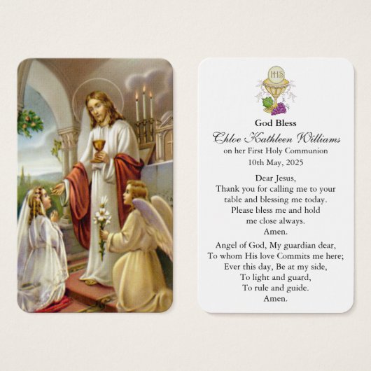 Eerste communiegebeden | Meisje Communion 2 Visitekaartje (Voorkant /achterkant)