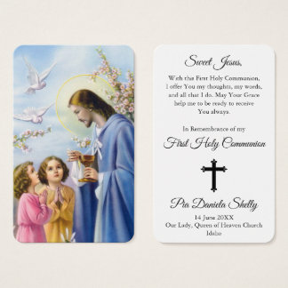 Eerste communiegebeden | Meisje Communion 4 Visitekaartje