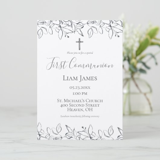 Eerste communiqué hand getrokken kruis kaart (Staand voorkant)