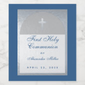 Eerste communiqué Klassieke Blue Faux Silver Arch  Wijn Etiket (Enkel label)