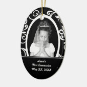 Eerste communiqué-ovaal keramisch ornament (Links)