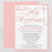 Eerste communiqué van Girl - Roze & Modern Kaart (Voorkant / Achterkant)