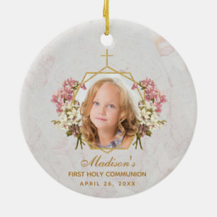 Eerste communistisch meisje Foto Floral Pink Orchi Keramisch Ornament