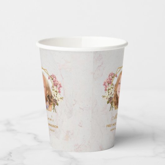 Eerste communistisch meisje Foto Marble Pink Orchi Papieren Bekers (Links)