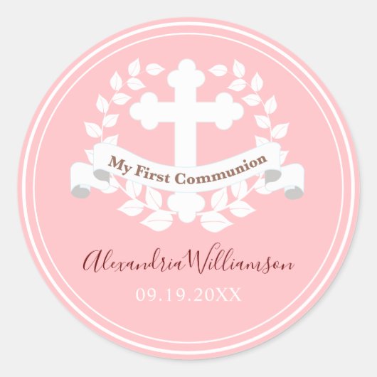 Eerste Communistische Girl Pink Classic Round Stic Ronde Sticker (Voorkant)