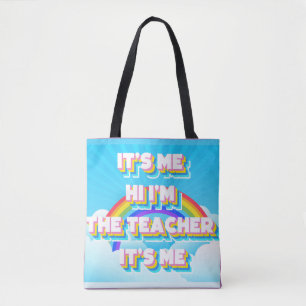 Eerste dag Fun: Kleurrijke Teacher Canvas tas