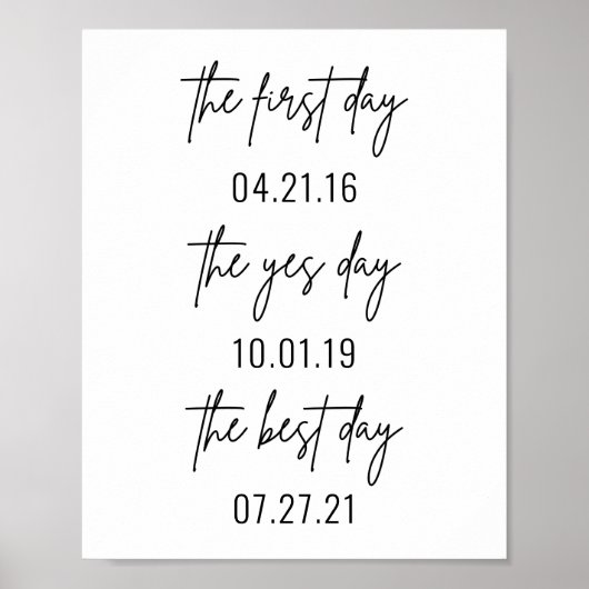 Eerste dag Ja Dag Poster op beste dag bruiloft (Voorkant)
