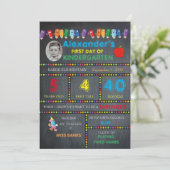 Eerste dag Kindergarten fotokaart BOY, Chalkboard Aankondiging (Staand voorkant)