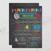 Eerste dag Kindergarten fotokaart BOY, Chalkboard Aankondiging (Voorkant / Achterkant)