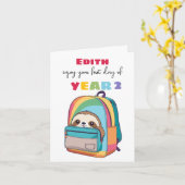 eerste dag nieuw schooljaar Zoon Dochter schattige Kaart (Gele Bloem)