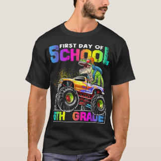 Eerste dag School 6e graad Dinosaur Monster Truck T-shirt