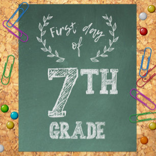 Eerste dag Terug naar school, 1e dag van de 7e kla Foto Afdruk