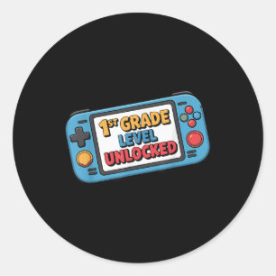Eerste Dag Van De 1e Klas Niveau Ontgrendeld Gamen Ronde Sticker
