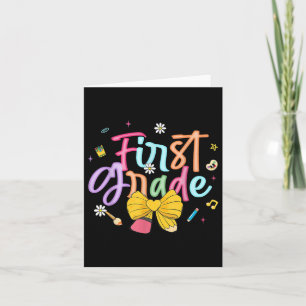 Eerste dag van de eerste klas Coquette Bow Pencil Kaart