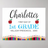 Eerste dag van de eerste klas minimalist Terug naa Poster (Voorkant)